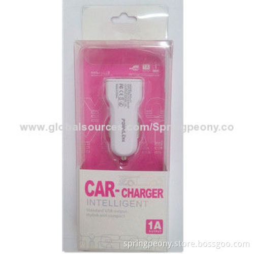 Promotional Mini USB Car Charger, 12-24V Input, Sized 5.5 x 2.3 x 2.3cm